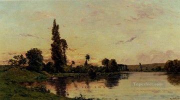  asher oil painting - Washerwomen On A Riverbank scenes Hippolyte Camille Delpy Landscape